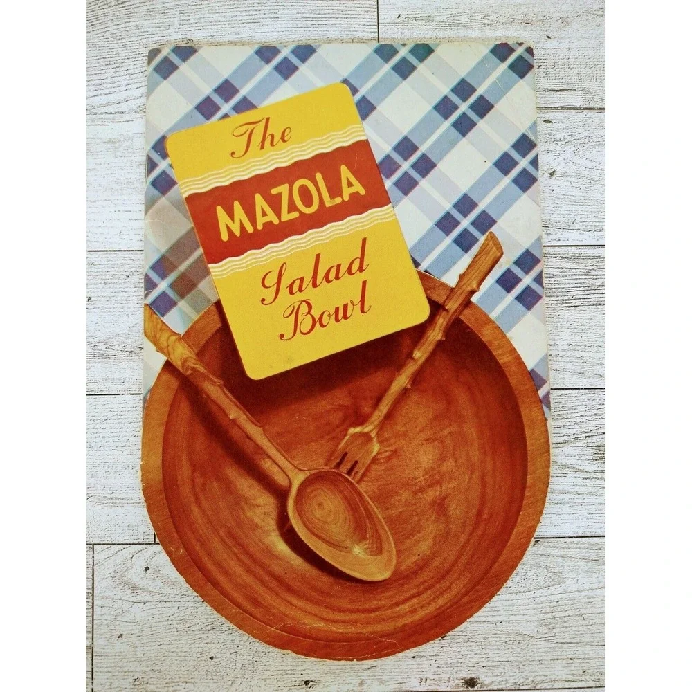 1939 Mazola Salad Bowl‎ COOKBOOK Booklet Die Cut Shape Cutout Vtg Recipes